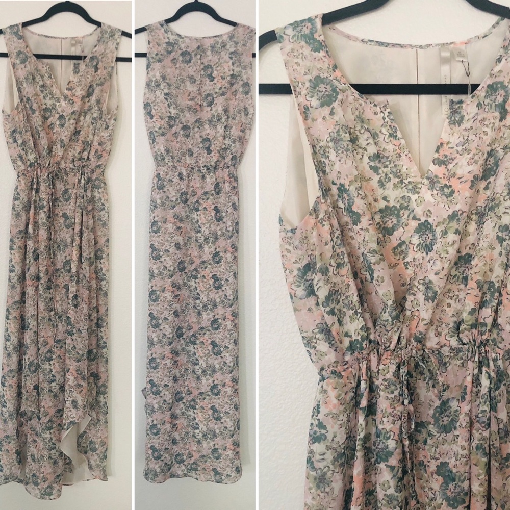 LC Lauren Conrad Shirt Tail Hem Floral Maxi Dress 12